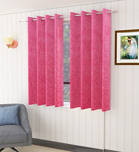 Image of Homefab India 2 Piece Velvet Window Curtains - 5 feet, Pink