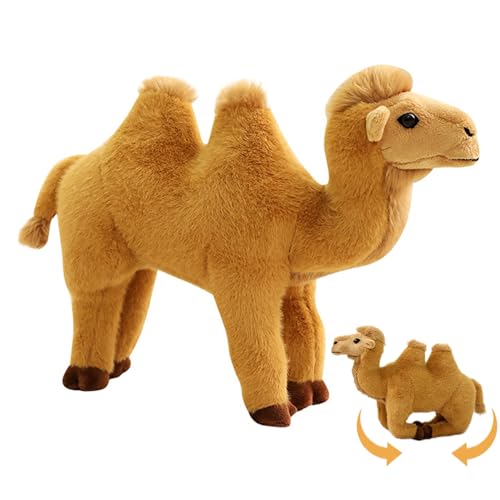 Gcroet Chameau, 12 Pouces Animaux en Peluche Mignons et réalistes Chameau en Peluche Kaki Doux pour la décoration intérieure Oreiller en Animal Super câlin pour...