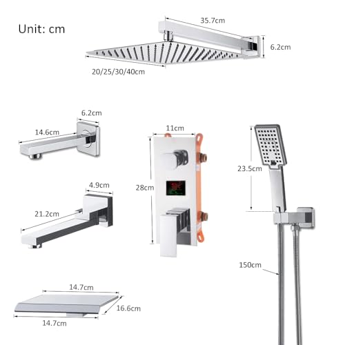 Ensemble de robinet de douche chromé haut de gamme avec écran LCD - 2