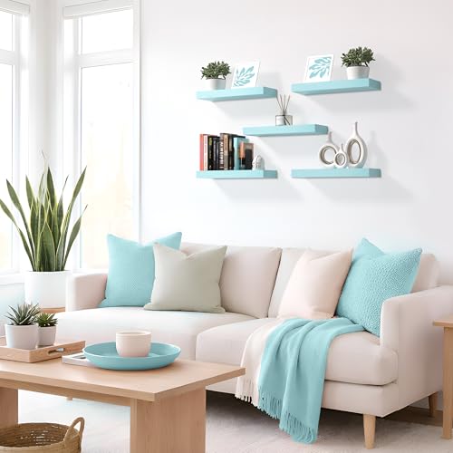 Sorbus 16 Inch Floating Shelves for Wall (2 Pack, Breezy Blue) - image 6