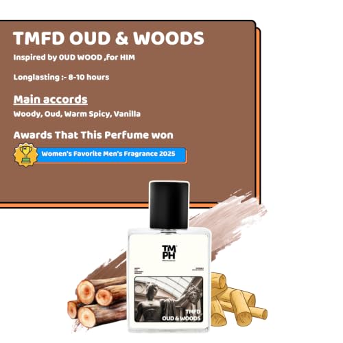 Image of TMPerfumehouse Tmfd Oud & WoodsEDP for Men | Woody, Aromatic & Long Lasting Perfume Spray | Vanilla, Sweet & Warm Spicy Fragrance | Luxury Gift for Him | TMPH | 50ml