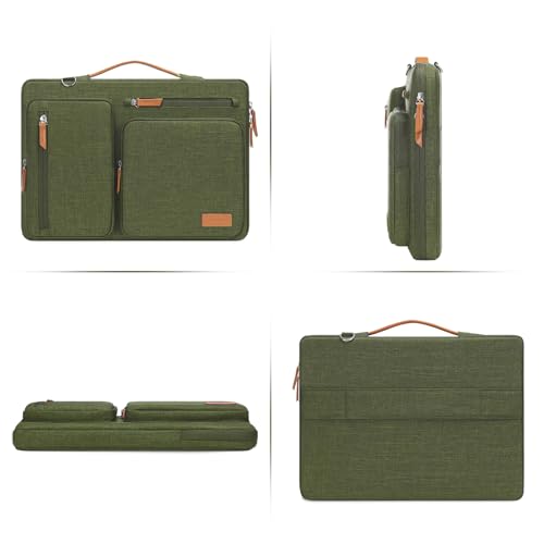 Image of MOSISO 360 Protective Laptop Shoulder Bag,13-13.3 inch Computer Bag Compatible with MacBook, HP, Dell, Lenovo, Asus Notebook,Side Open Messenger Bag with 4 Zipper Pockets&Handle, Olive Green