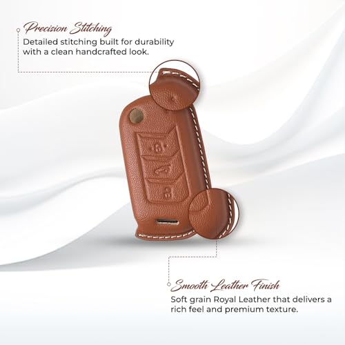 Image of keyzone royal leather key cover for Mahindra Thar Roxx, Thar, Bolero, Scorpio, XUV700, XUV400, XUV3x0, XUV300, TUV300, Marazzo