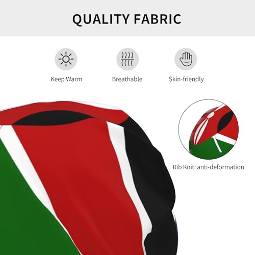 American Flag and Kenyan Flag Children Hip Hop Knitted Hat Kids Elastic Leisure Knit Cap Warm Sleep Beanies Black3