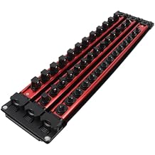 Portable Socket Organizer, Socket Holder Set, Aluminum Socket Holder Storage Tray, Socket Tray Set for 1/2 3/8 1/4 Sockets Holds 40 Sockets