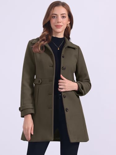 Image of Allegra K Women's Winter Classic Overcoat with Pockets Single Breasted Coat | Soft pea coat, Fully lined outerwear, Trendy, Fall office peacoat, Warm casual holiday everyday wear,