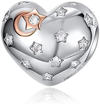 FOREVER QUEEN Heart Charms Wife Dangle Charms I love you to the moon and back Mom Charms Bead 925 Sterling Silver Charms For Bracelets Necklaces