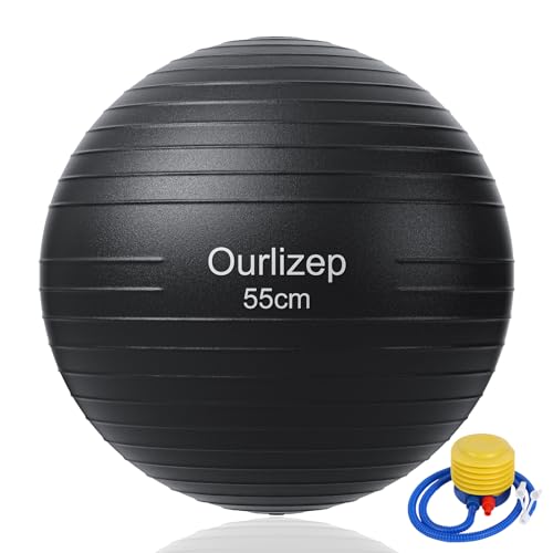Ourlizep Exercise Ball Including Ball Pump, Fitness Sitting Ball in 55 cm, Anti-Burst, Training Ball, Yoga, Pilates, Gym and Office, Balance for Core Training (Pregnancy Ball)
