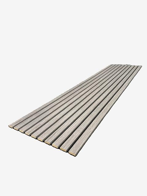 Premium Wide Slat Acoustic Wall Panelling 2400mm x 600mm Decorative 3D (Grey Smoked (Black Felt))