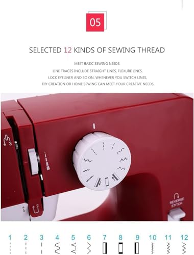 Draagbare naaimachine Mini huishoudelijke elektrische achtergrondverlichting Handmatige naaivoeten Multifunctioneel 12 Stitich-pedaal - Image 5