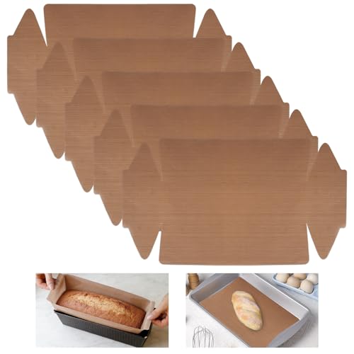 Lot de 5 Papier Cuisson Reutilisable pour Moule à Cake,Sans Pfas Ni BPA, RéSistant à la Chaleur 230 °C, Revêtement Antiadhésif, Feuille Tapis Coupable...