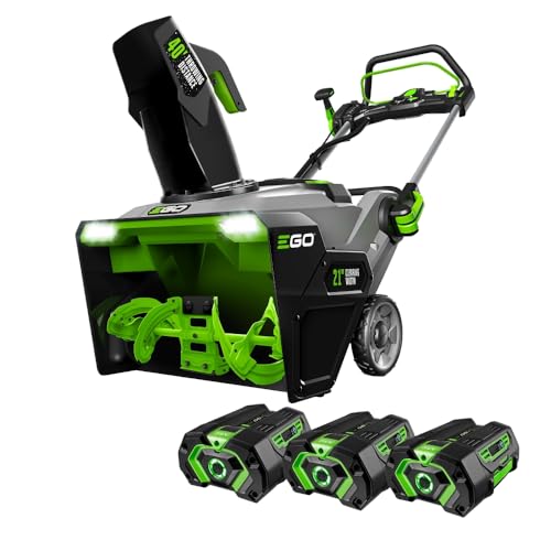 EGO Power+ SNT2112 21-Inch 56-Volt Lithium-Ion Cordless Steel Auger Snow Blower with (2) 5.0Ah Batteries, Dual Port Charger Included, Plus Extra (1) BA2800T 5.0Ah Battery