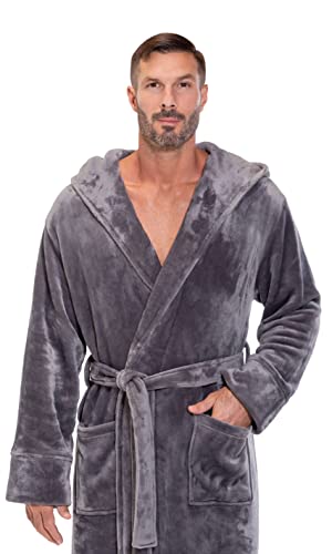 Turquaz Plush Robes For Men, Soft Fuzzy Hooded Mens Bathrobes, Long Comfy Robe For Men4