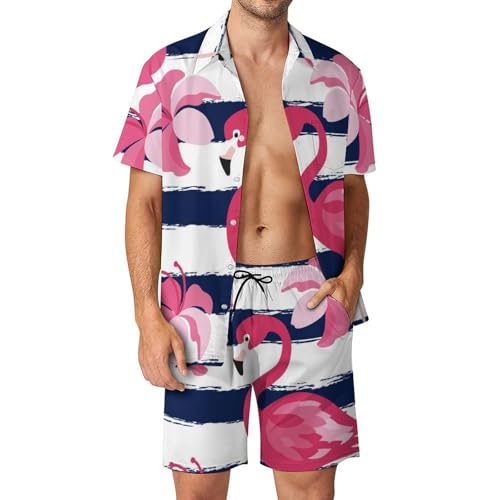 Chemise Hawaïenne Flamant Rose et short pour vos soirées d'été en bord de mer