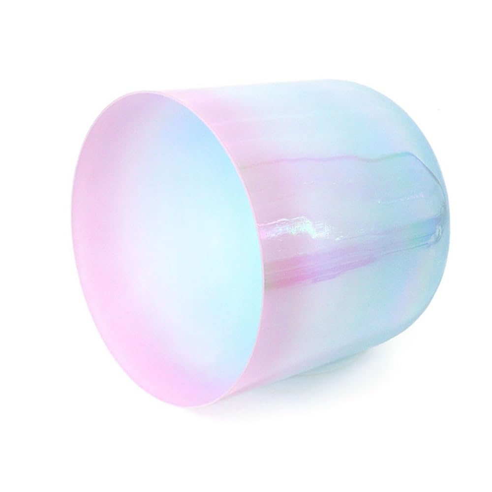 8 Inch Pink Blue Alchemy Crystal Singing Bowl, Tibetan Sound Bowl Chime Bowl, Gift For Yoga Meditation & Sound Healing, With Free Acrylic Striker & O-ring(E Note)