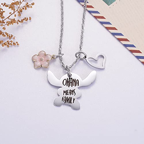 Ralukiia Ohana Means Family Necklace Stitch Keychain Jewellery Gifts for Women Men3