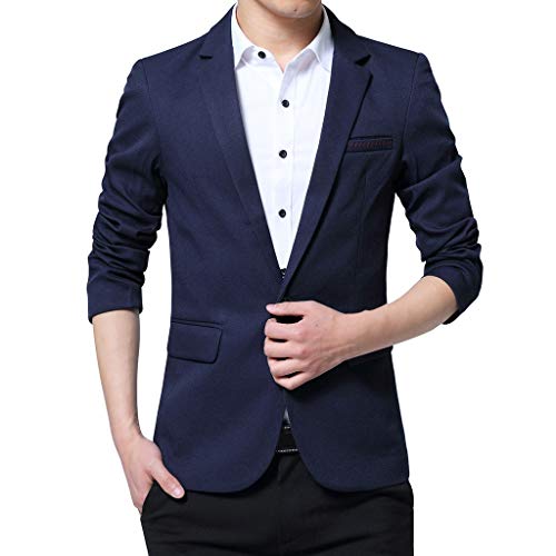Preisvergleich Produktbild DeHolifer Anzugjacke Herren Regular Fit Business Anzüge, Elegante Einfarbig Einzelschnalle Slim Fit Freizeit Anzugjacke Gastgeber Show Party Anzug Jacke Karneval Kostüm Hochzeit Anzug Mantel M- 5XL