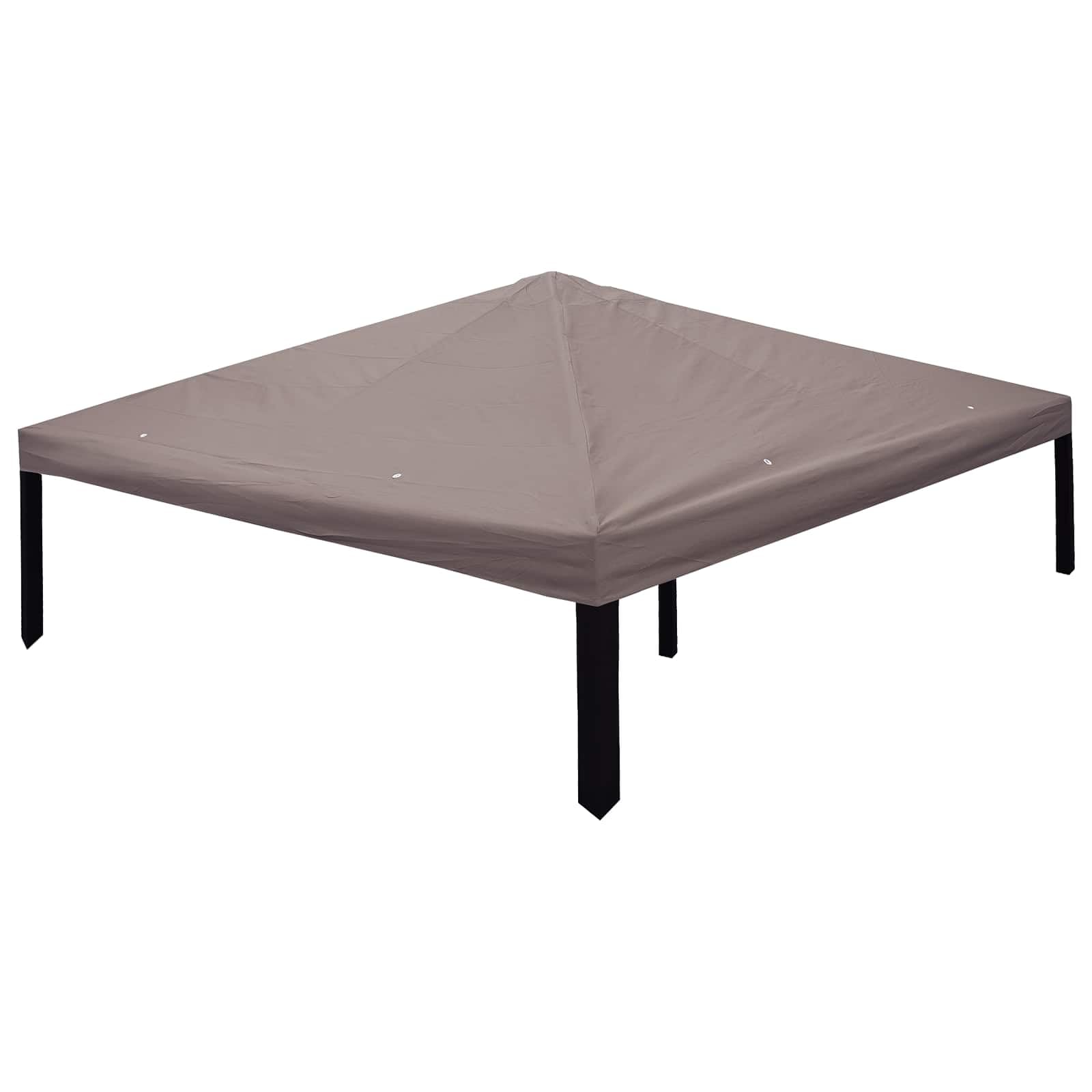 Housse de tonnelle taupe 300 x 300 cm polyester et acier - Housse de tonnelle pliable imperméable avec barres de support pour jardin ombrage en été