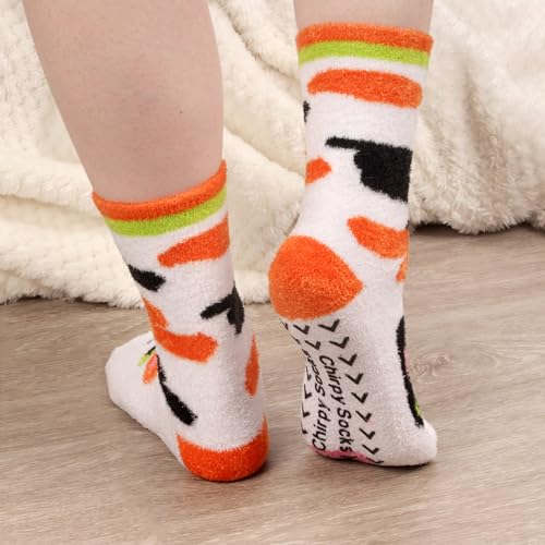 Image of BambooMN Super Soft Warm Cute Women's Animal Non-Slip Fuzzy Fluffy Crew Winter Home Socks