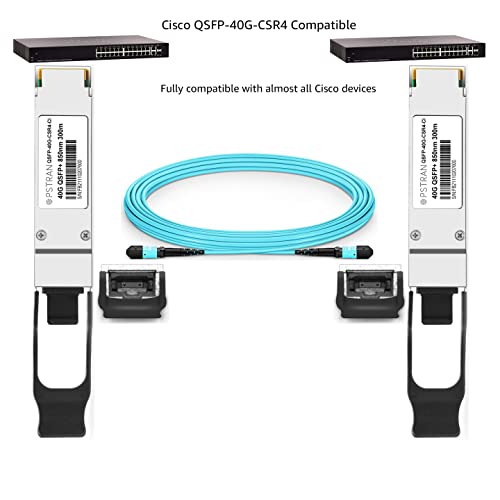 Image of 40GBASE-CSR4 QSFP+ Optical Transceiver Module Compatible with Cisco QSFP-40G-CSR4 Meraki MA-QSFP-40G-CSR4 850nm 400m DDM MPO-12 /UPC MMF