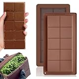 2-Pack Thick Silicone Chocolate Bar Molds for Stuffed Candies - 9.9x0.8 Inch Deep Chocolate Moulds, Food-Grade Candy Making Supplies for DIY, Baking & Gifts