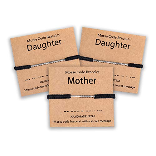 Shonyin Mother Daughter Morse Code Bracelet Mommy and Me Matching Bracelets Set Back to School Birthday Jewelry Gift for Mommy Women Girls