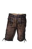  Maddox Pantalones Cortos de Piel para Hombre, Color marrón, Oktoberfest, Patina Puntiaguda, con Costuras de Piel de Ciervo, Bordado (52)