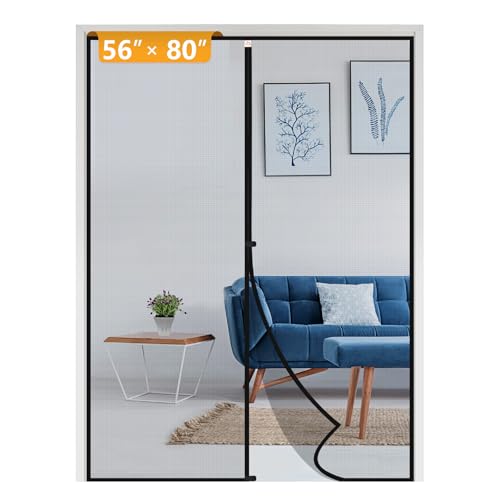 Yotache Door Net Screen with Magnet Fits Door Size 56" x 80", Black