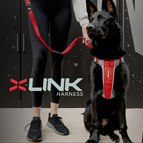 EzyDog No-Pull Hundegeschirr für Mittelgroße und Große Hunde, X- Link Anti Zug Geschirr Hund Verstellbar, Reflektierendes, Größenverstellbar, Brustgeschirr Gepolstert (M, Rot)