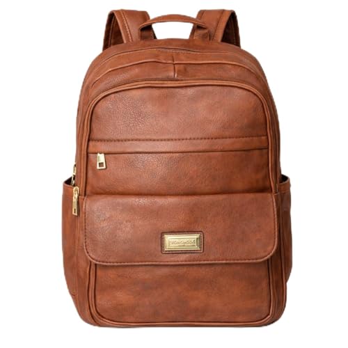 Mochila Notebook Feminina Bolsa Casual Espaçosa Reforçada Passeio Trabalho Dia Dia (Brown)
