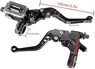 Vatkan Universal Motorcycle Brake Lever 7/8" 22mm Hydraulic Brake & Clutch Master Cylinder Reservoir Lever Left and Right Correct Brake Clutch Lever for Harley Honda Kawasaki Suzuki Yamaha (Black)