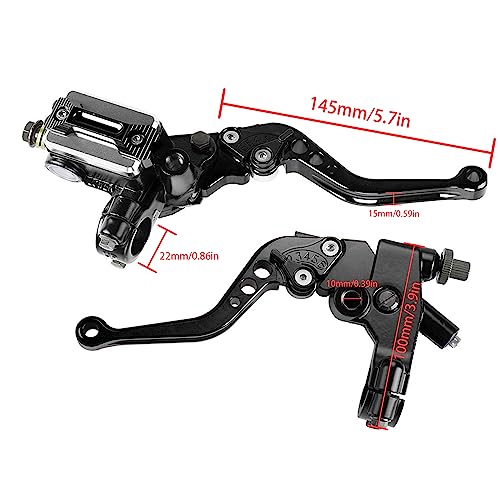 Vatkan Universal Motorcycle Brake Lever 7/8" 22mm Hydraulic Brake & Clutch Master Cylinder Reservoir Lever Left and Right Correct Brake Clutch Lever for Harley Honda Kawasaki Suzuki Yamaha (Black)