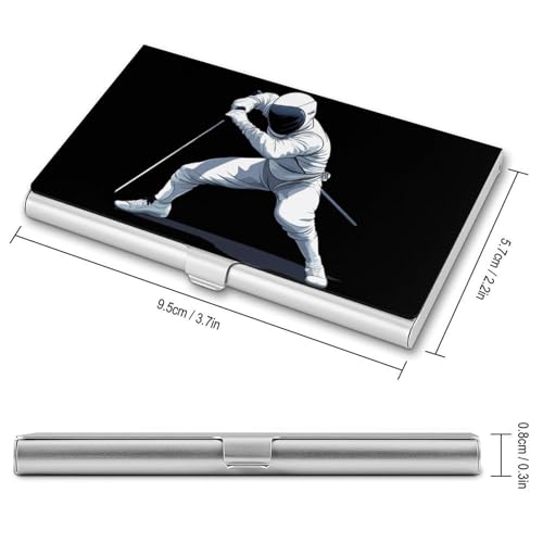 Fencing Stancce Fencing Business Card Case Pocket Card Holder Slim Card Wallet for Men Women2