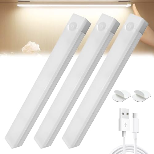 Varietyan Motion Light, Punch-Free Smart Sensor Magnetic Rechargeable Led Lights, for Wardrobes, Kitchens, Closets, and Studios (3pcs* White Light, 30 cm)