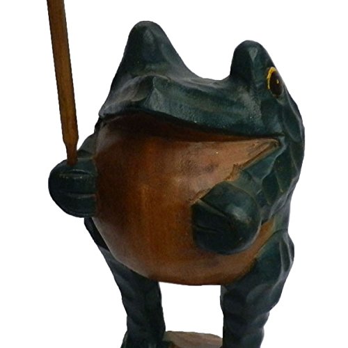 アジアン雑貨 傘持ちカエルさんの木彫り(小)5