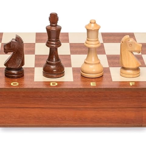 Husaria Professional Staunton Tournament No. 6 Wooden Chess Game Set with 2 Extra Queens, 3.9-inch Kings Cover