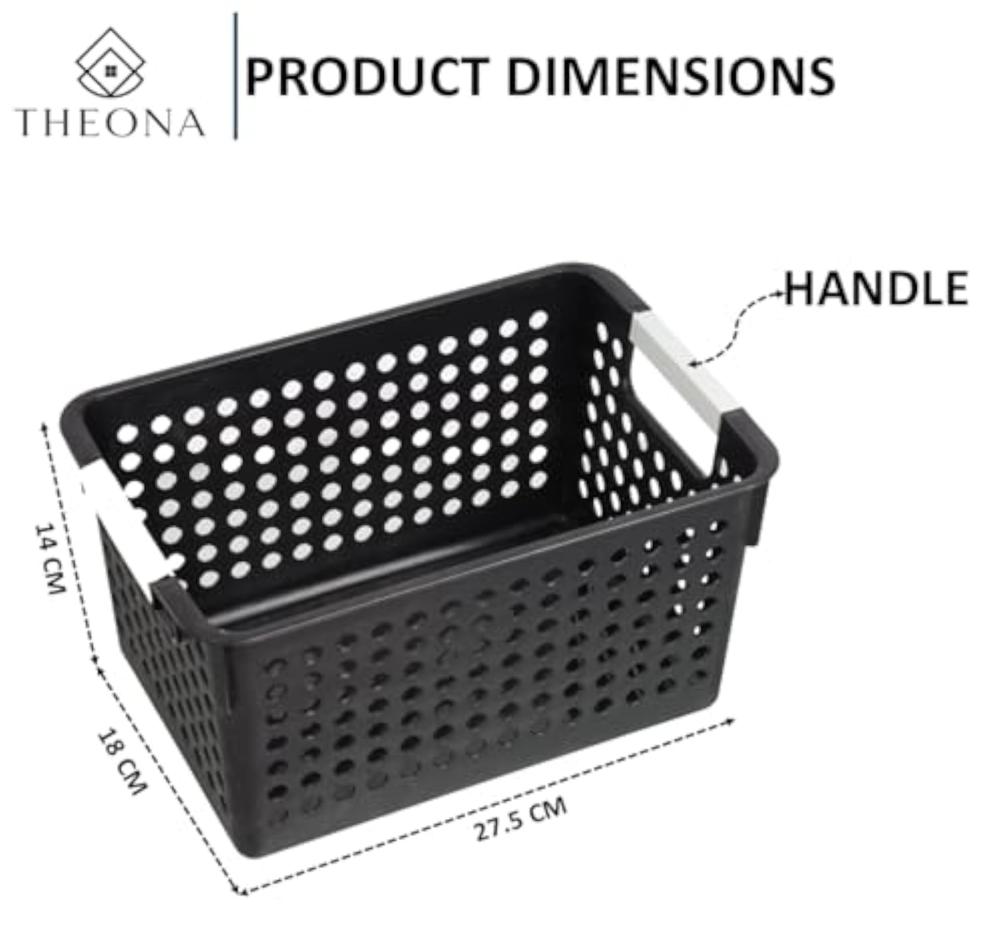 Plastic Storage Basket with Handles, Organizer Bin