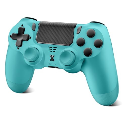 Glitfix Wireless Controller für PS-4, Game Controller kompatibel mit PS-4/Pro/Slim/PC Gamepad mit Turbo/Zurück Taste/Dual Vibration/6-Achsen Gyro Sensor/Touchpanel(Blau-grün)
