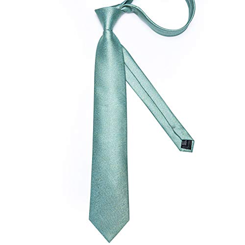 Image of DiBanGu Mens Silk Necktie Solid Color Tie and Pocket Square Cufflink Tie Clip Set Woven Plain Ties for Men Wedding Party