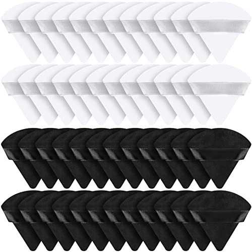 Suclain 48 Pcs Velour Triangle Powder Puff Soft Velour Makeup Puff for Face Powder Makeup Triangle Sponges for Wet and Dry Cosmetic Foundation Loose Mineral Body Tool(Black)