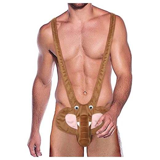 Mens Underwear Sexy Thong Sex Briefs G-String Elephant Mankini Underwear Erotic Lingerie Bulge Enhancing Pouch Thong Brown