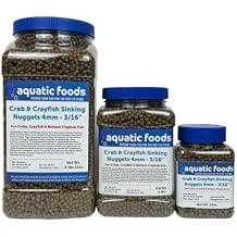 Crab & Crayfish 4mm-3/16 Sinking 40% Protein Nuggets for Crabs, Crayfish, Axolotl, Salamanders, Snails, All Bottom Tropical Fish...10oz Jar