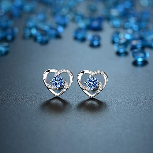 EVERU Silver Jewellery Sets for Women,925 Sterling Silver Heart Necklaces and Earrings Sets with Sparkling AAA Cubic Zirconia
