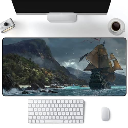TengYuer Tapis de Souris Gaming XXL 1000x500x3mm Grand Tapis de Souris Voilier Voile avec Bords Cousus et Base en Caoutchouc Antidérapant Surface Spéciale Améliore la Précision et la Vitesse