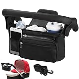 colatry Stroller Organizer Bag Pram Bag Organiser Multifunctional Baby Pram Storage Bag, Pushchair Organiser with 2 Cup Holder & Detachable Pocket, Stroller Accessories