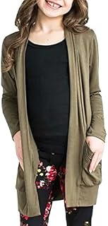 Geckatte Toddler Girls Boyfriend Cardigan Open Front Casual Long Sleeve Outerwear with Pockets