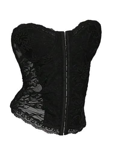 SweatyRocks Women's Corset Tops Lace Strapless Y2K Going Out Bustier Bandeau Top
