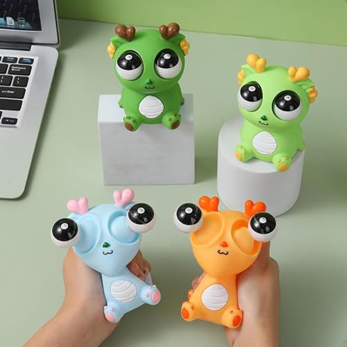 Image of Funny Dragon Pinch Toy | Squishy Dinosaur with Pop-Out Eyes | Stress Relief Squeeze Toy for Kids & Adults (Green)