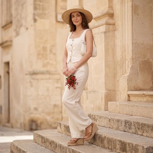 Image of VICKI.VICKI Wedges for Women Platform Sandals Wedge Heels for Sandals Comfortable Summer Espadrille Shoes Ankle Strap&Open Toe