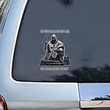 Premium Christian Templar Car Decal – Durable & Waterproof Vinyl Sticker 'He Who Kneels Before God' – Knight Templar Catholic Decal for Car, Truck, Window, Laptop, Tumbler (Size: 3.7'' x 4.7'')